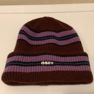 OBEY| Future Beanie Tobbogan Ribbed Knit Foldover Cuff Embroidered Logo Winter
